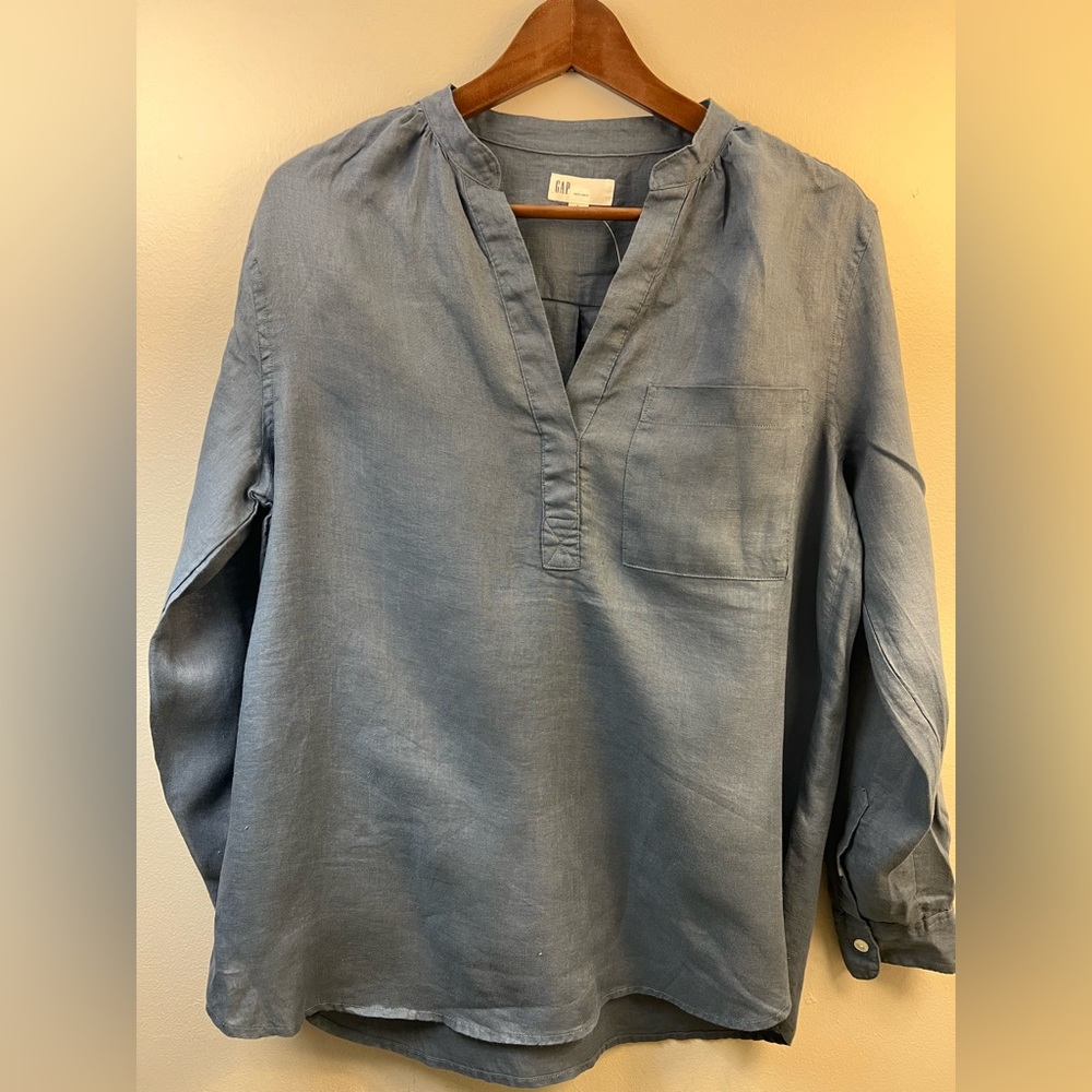 Gap NWT blue linen long-sleeve blouse/ tunic